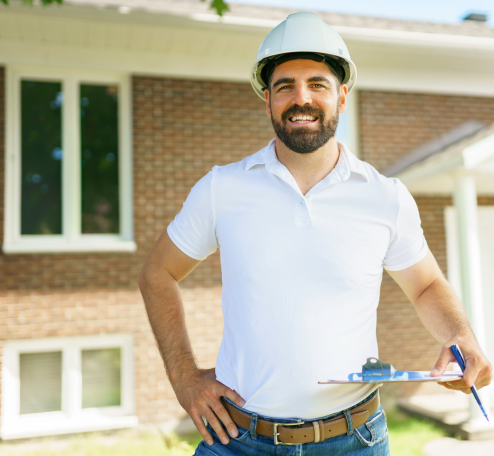 Inspector assessing HVAC during a home inspection