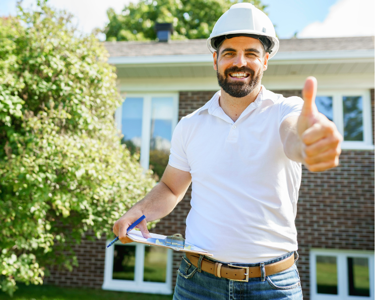 Inspector giving thumbs up after completing a home inspection in Los Angeles