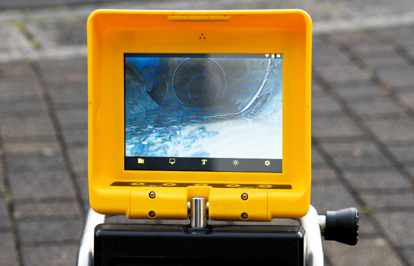 Inspector performing sewer line inspection with camera equipment by Best Inspector LA